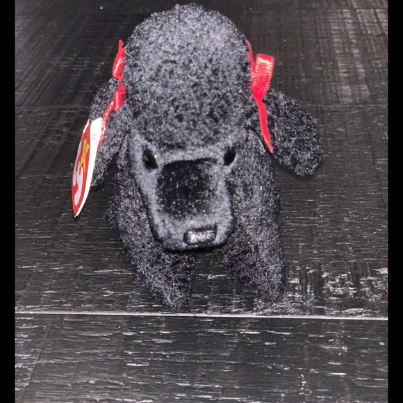 Gigi- The Beanie Babies Collection Ty Black Plush Dog with Red Bow